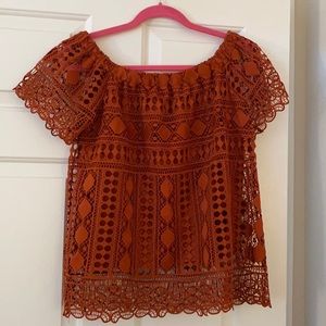 Maurices rust, lace, off shoulder top - medium